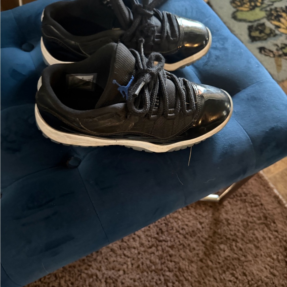 Kids Black and White Sneakers with Blue Accent